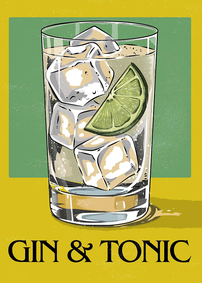 Vintage Style Gin and Tonic Poster