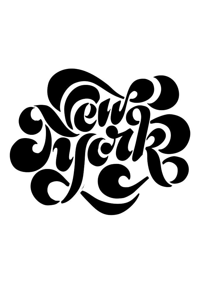 New York Calligraphy Text Art