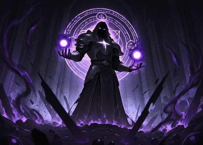 Dark Sorcerer Casting Purple Magic