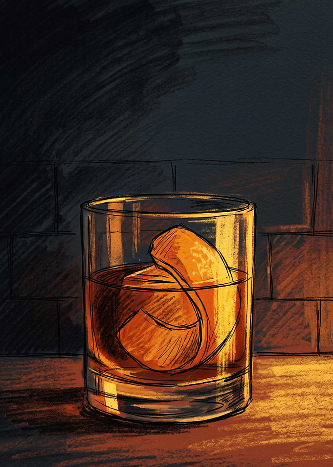 Old Fashioned Cocktail Illustration