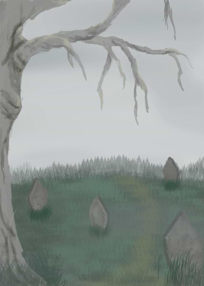 Misty Landscape with Ancient Standing Stones