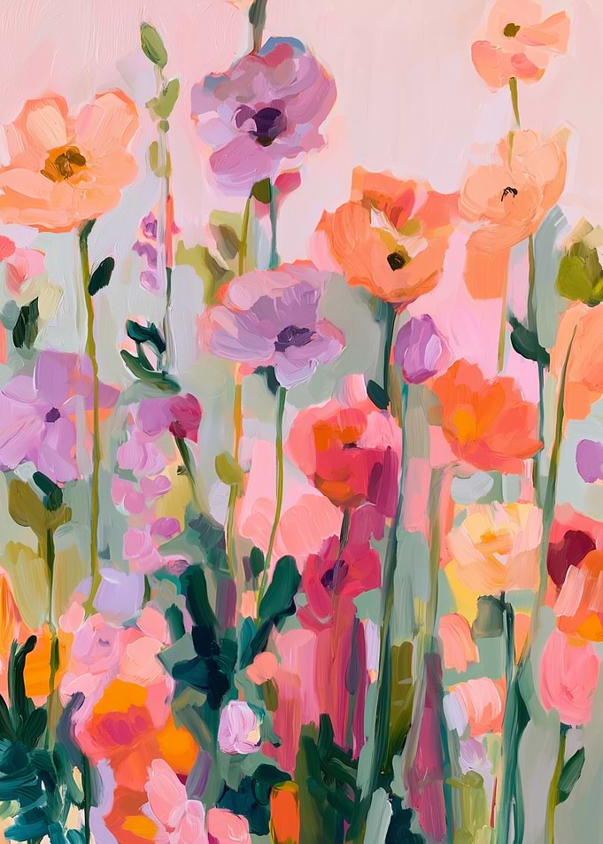 Abstract Impressionist Floral Garden Painting