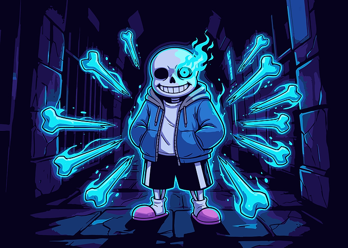 Sans Undertale Glowing Blue Magic