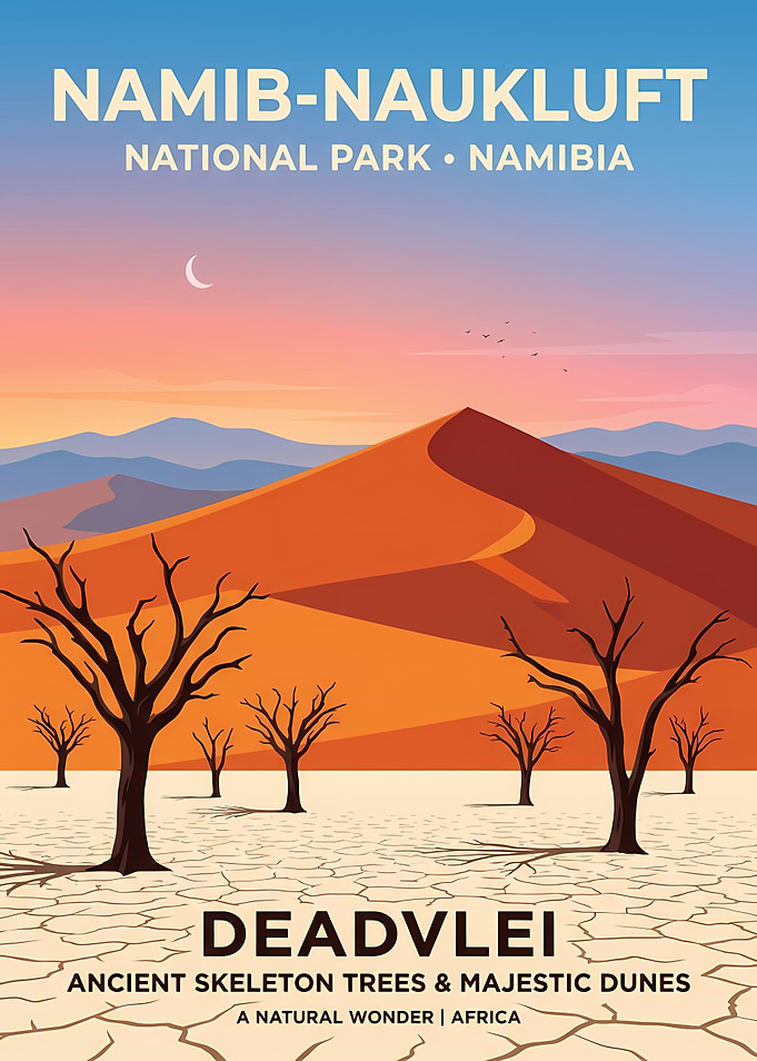 Namib-Naukluft National Park Deadvlei Travel Poster