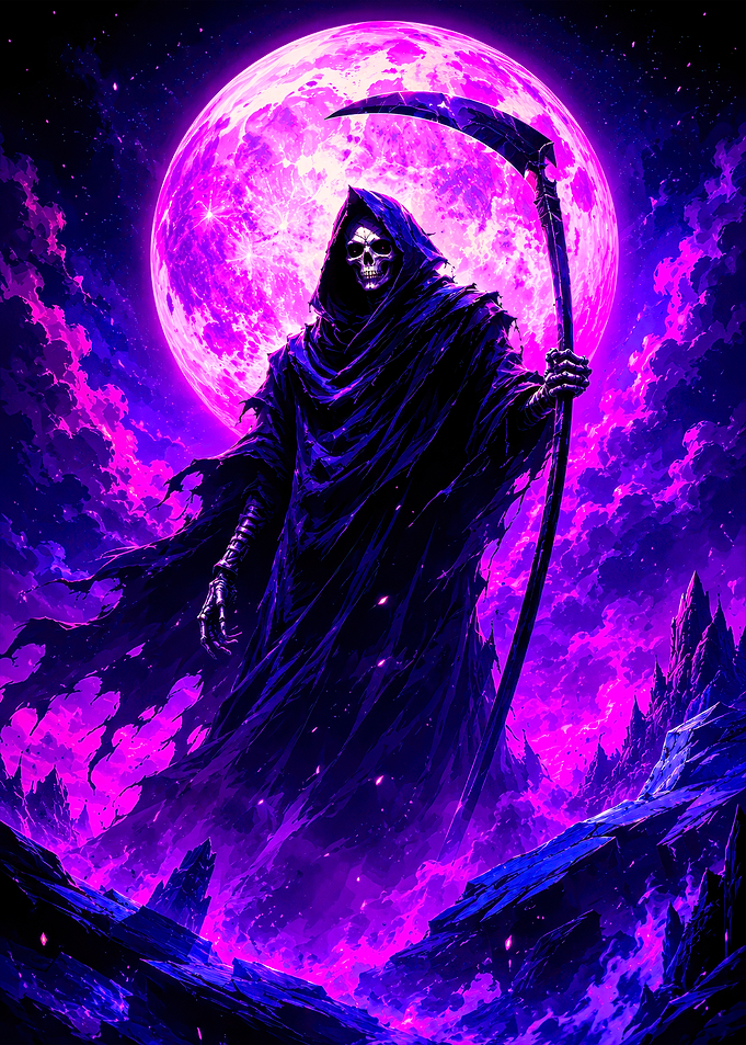 Grim Reaper Under Purple Moon