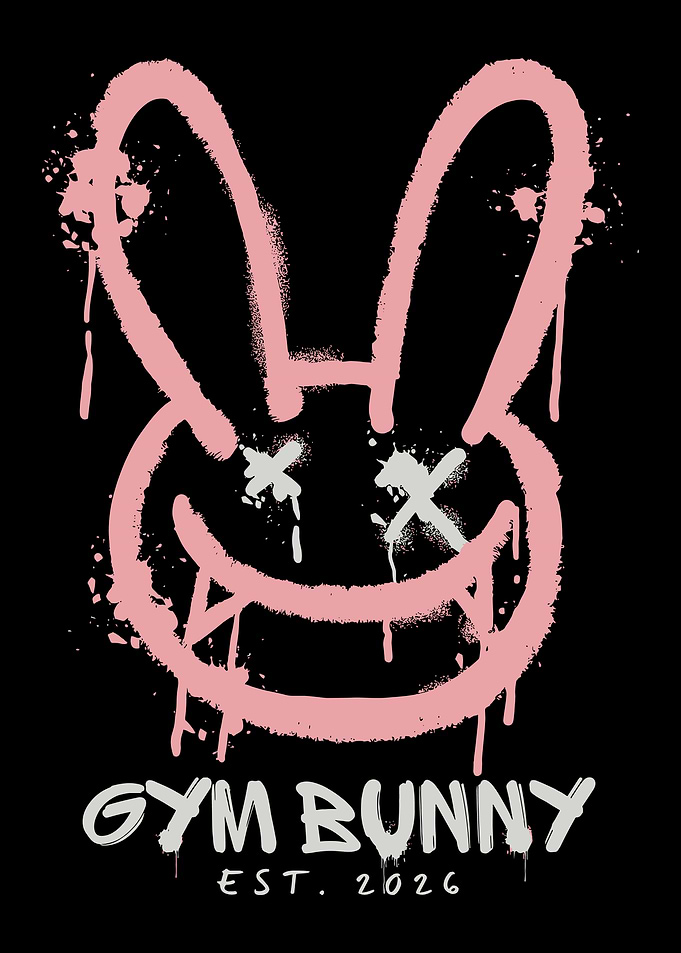 Gym Bunny Graffiti Poster Pink Rabbit Street Art Urban Fitness Wall Decor