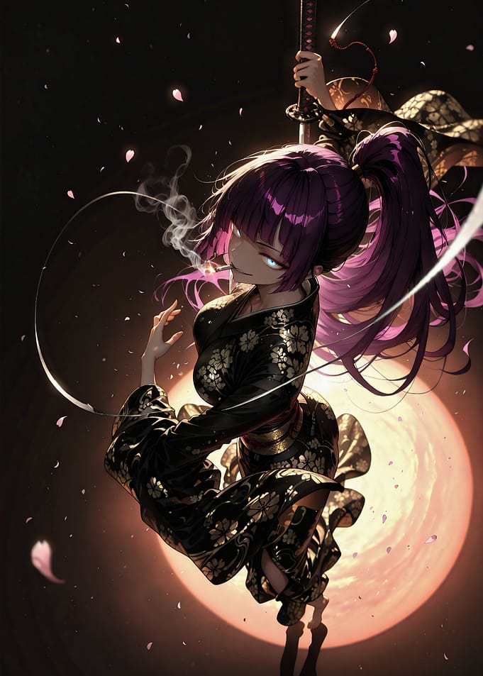 Anime Girl with Katana and Kimono