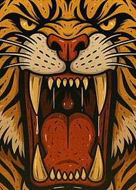 Fierce Tiger Roaring Illustration