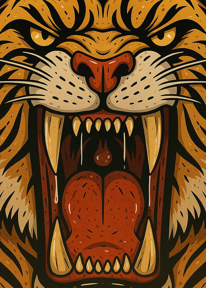 Fierce Tiger Roaring Illustration