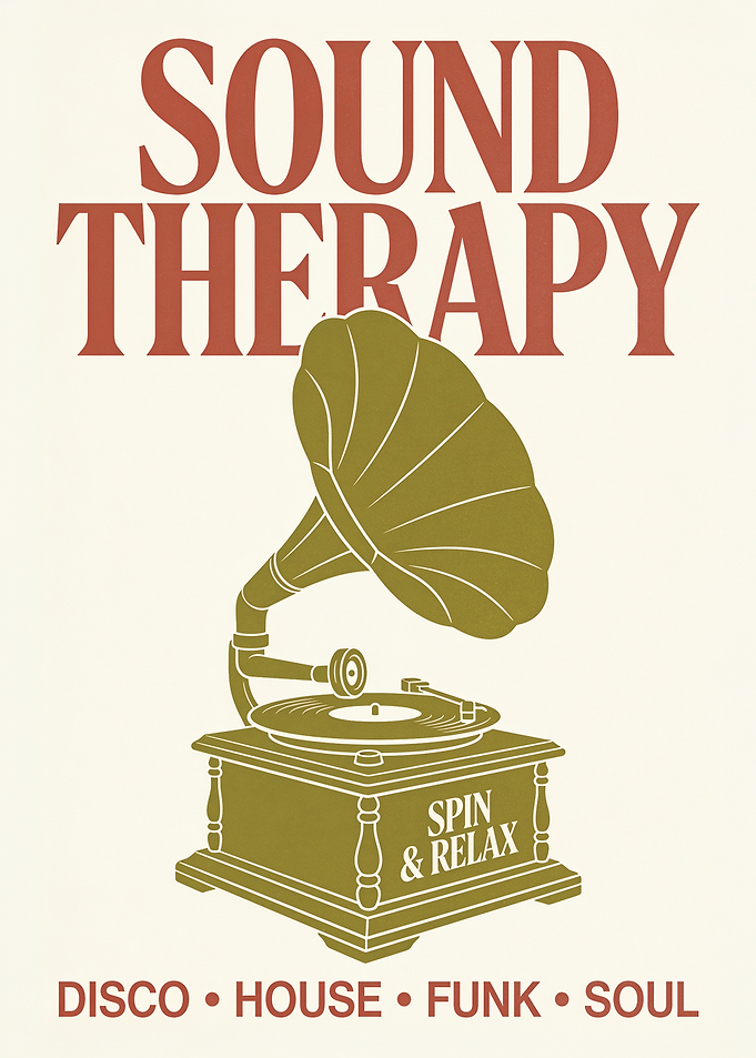 Sound Therapy Vintage Gramophone Poster
