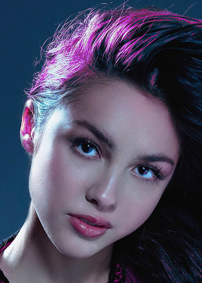 Olivia Rodrigo Portrait with Neon Lighting