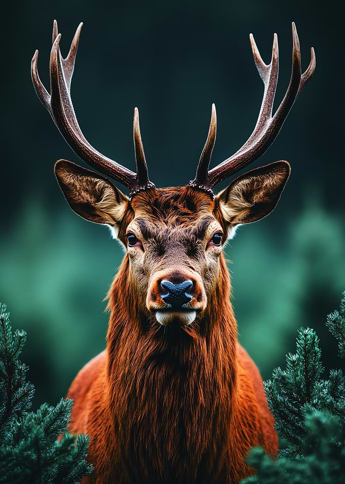 Majestic Red Deer in Forest