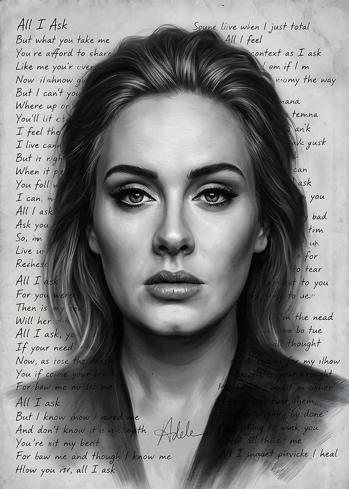 Adele Portrait with Lyrics