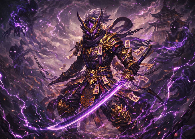Purple Lightning Samurai Warrior