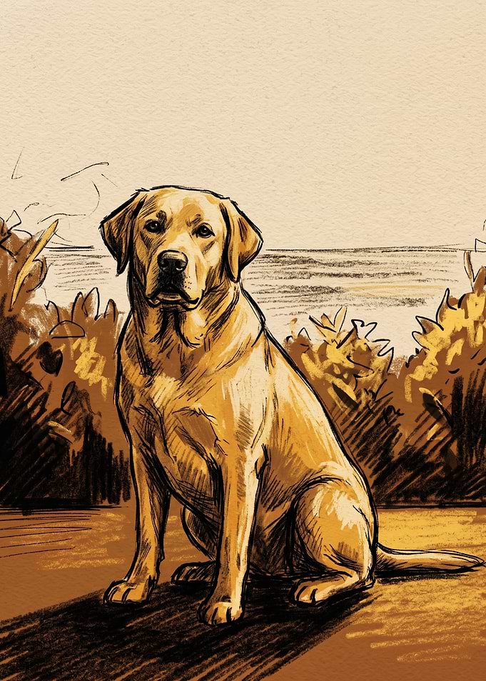 Golden Labrador Retriever Sketch