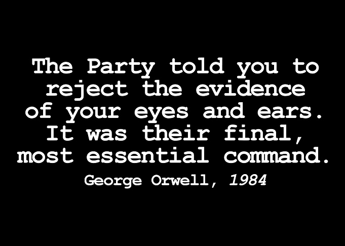 1984 Orwell Quote Minimalist Typography Poster Black White Literary Wall Art