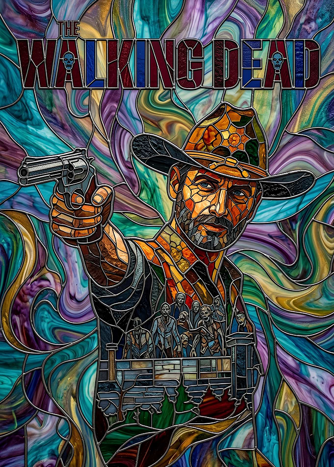 The Walking Dead Stained Glass Art