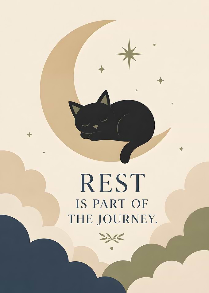 Sleeping Cat on Moon Inspirational Poster