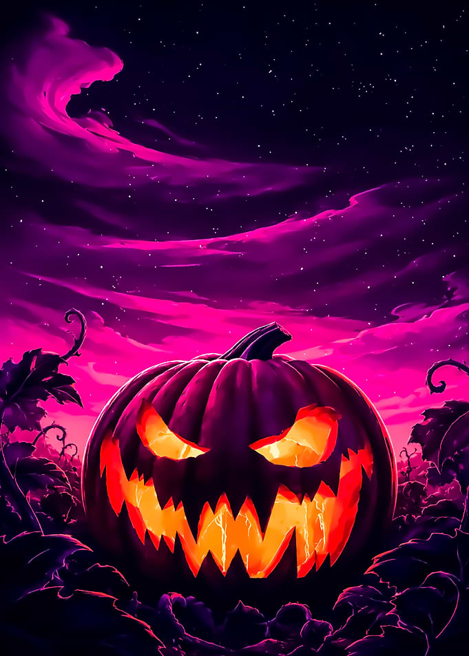 Glowing Neon Halloween Jack-o'-lantern