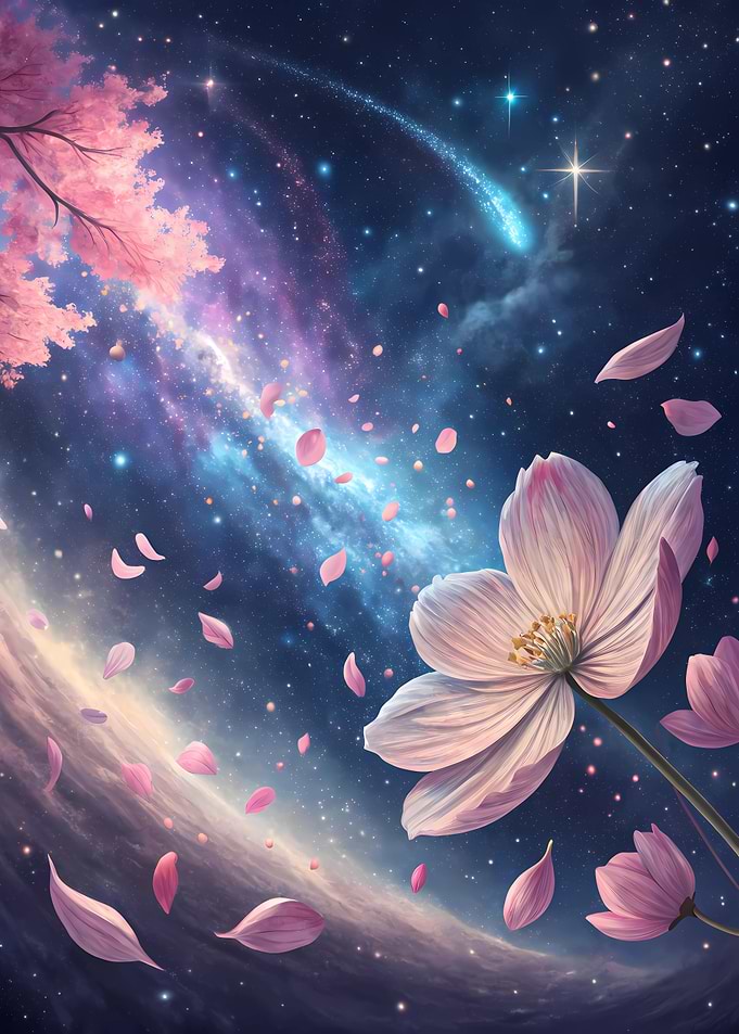 Cosmic Cherry Blossoms in Space
