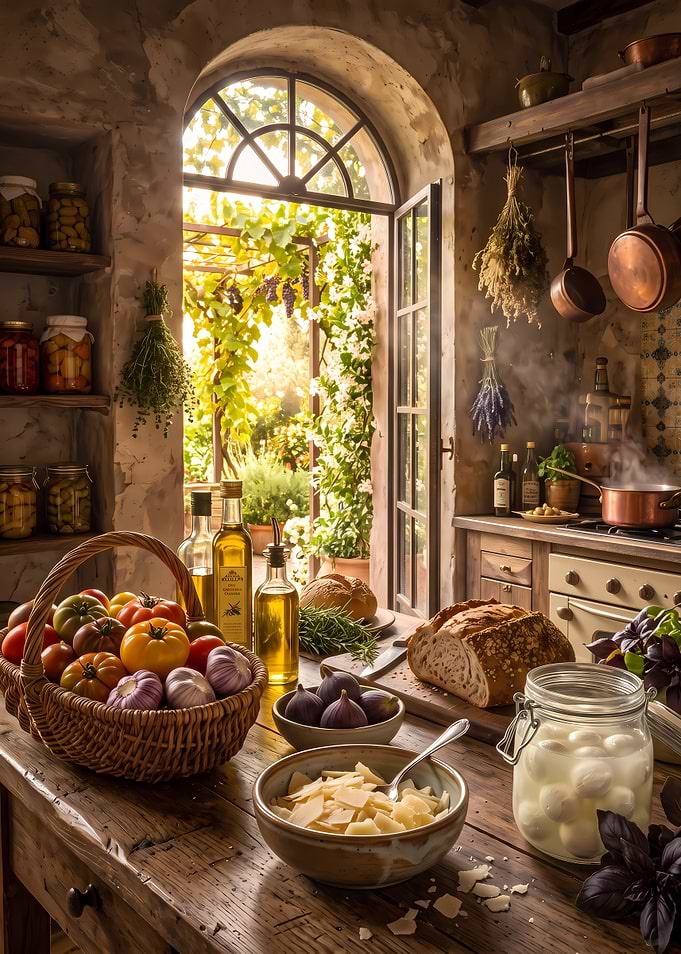 Rustic Mediterranean Kitchen Still Life