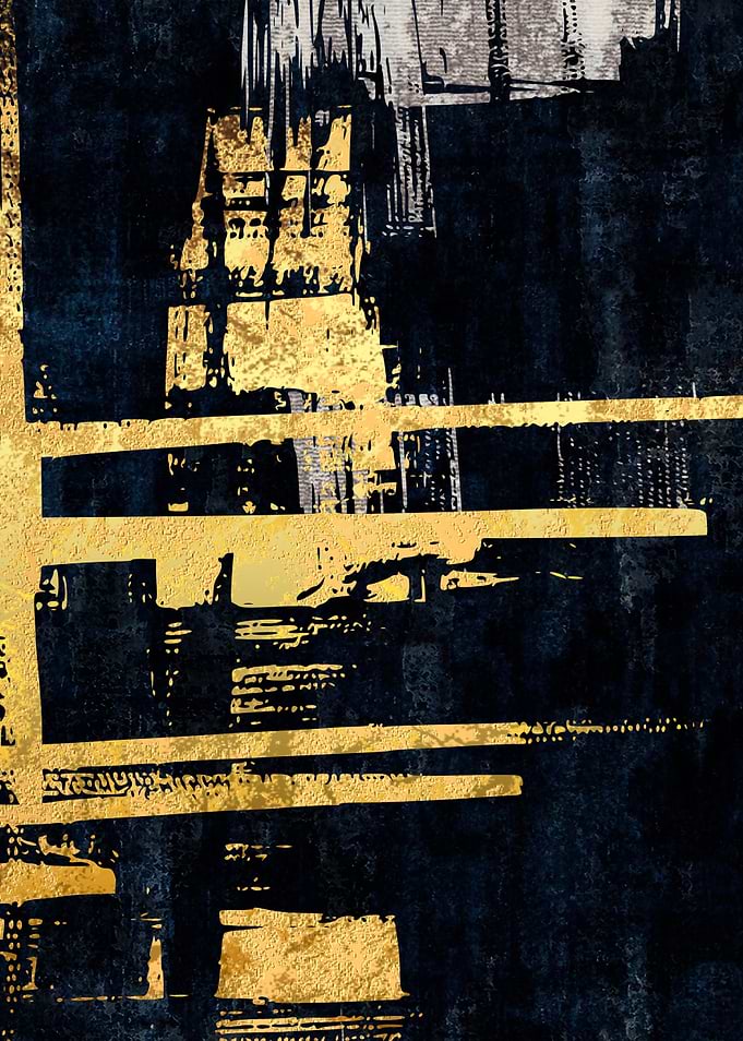 Abstract Gold and Navy Geometric Art