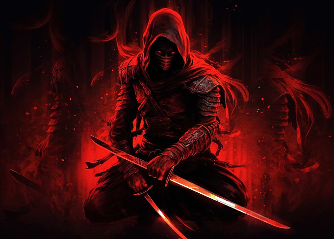 Red Hooded Ninja Warrior
