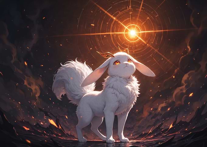Mystical White Creature Under Glowing Light
