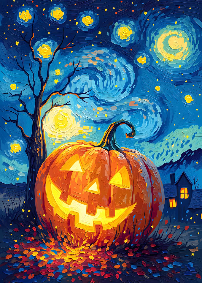 Van Gogh Style Halloween Pumpkin