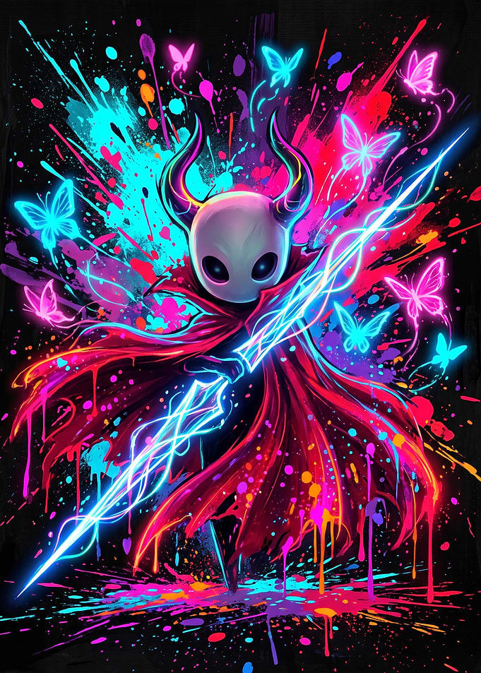 Neon Hollow Knight Splatter Art