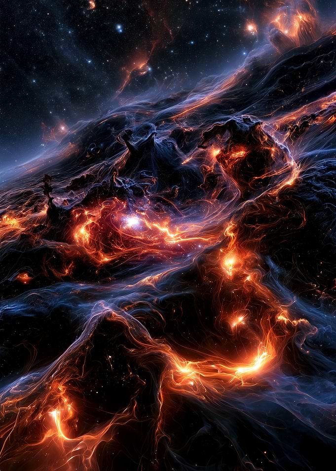 Energy Storm Surging Through a Nebula
