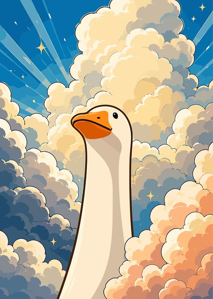 Majestic Goose Among Dreamy Clouds