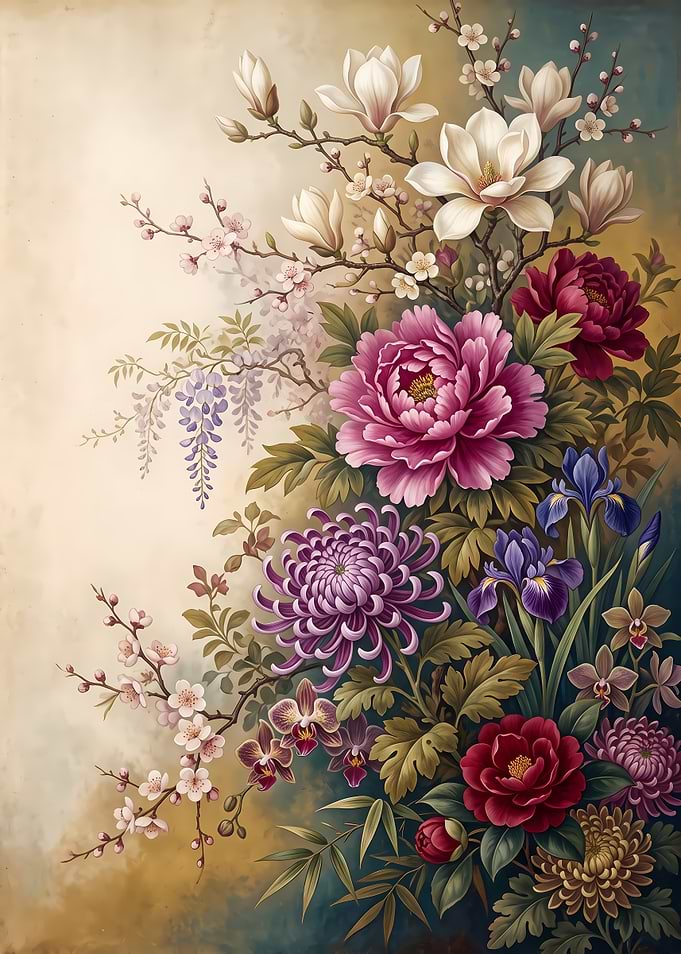 Elegant Floral Arrangement Botanical Painting