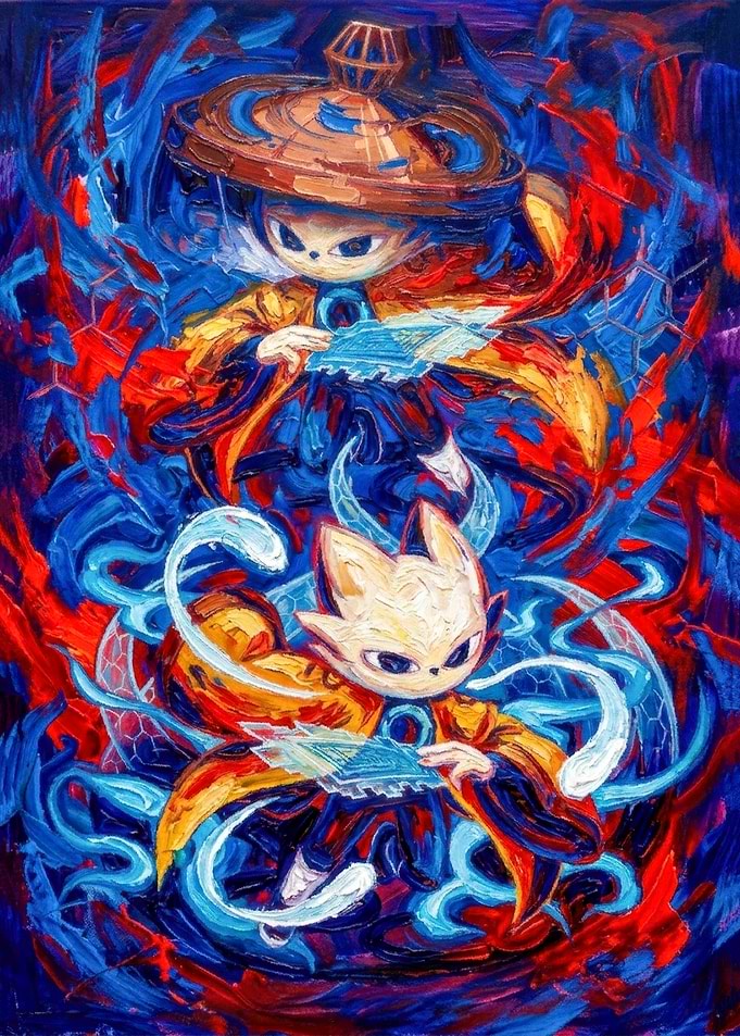Duo of Stylized Fox Spirits