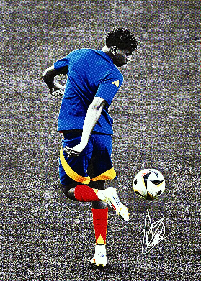 Lamine Yamal Soccer Action Poster