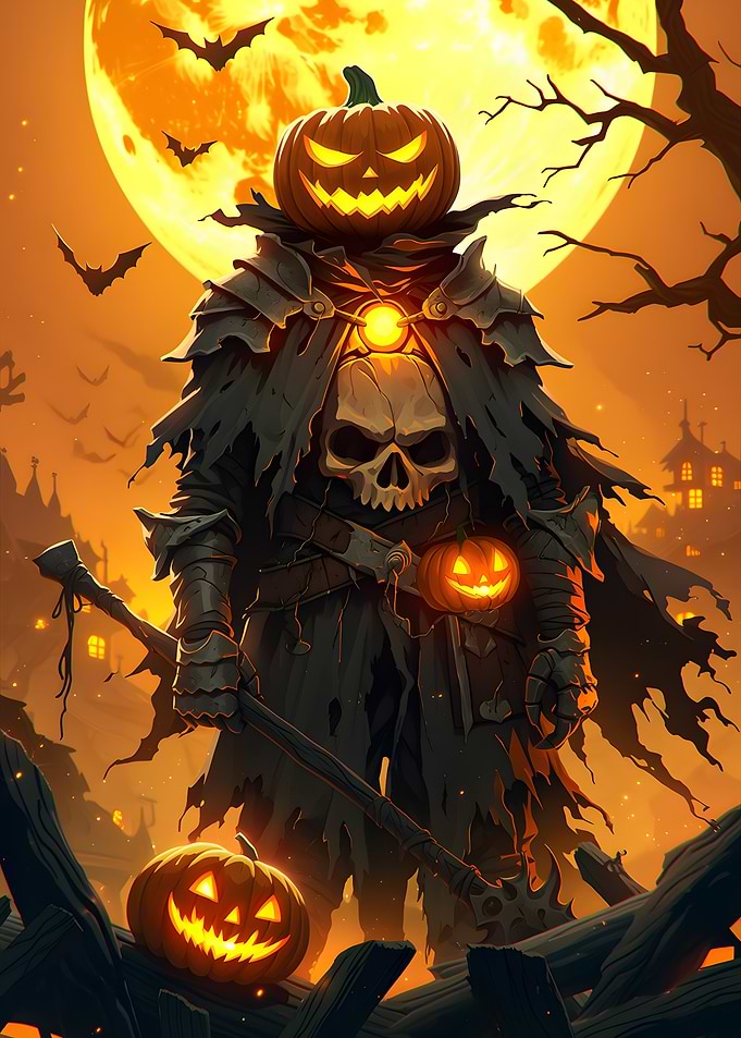 Jack-o'-lantern Knight Halloween Warrior