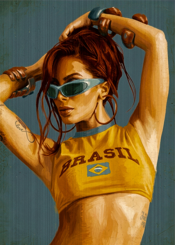 Stylish Woman in Brasil Crop Top