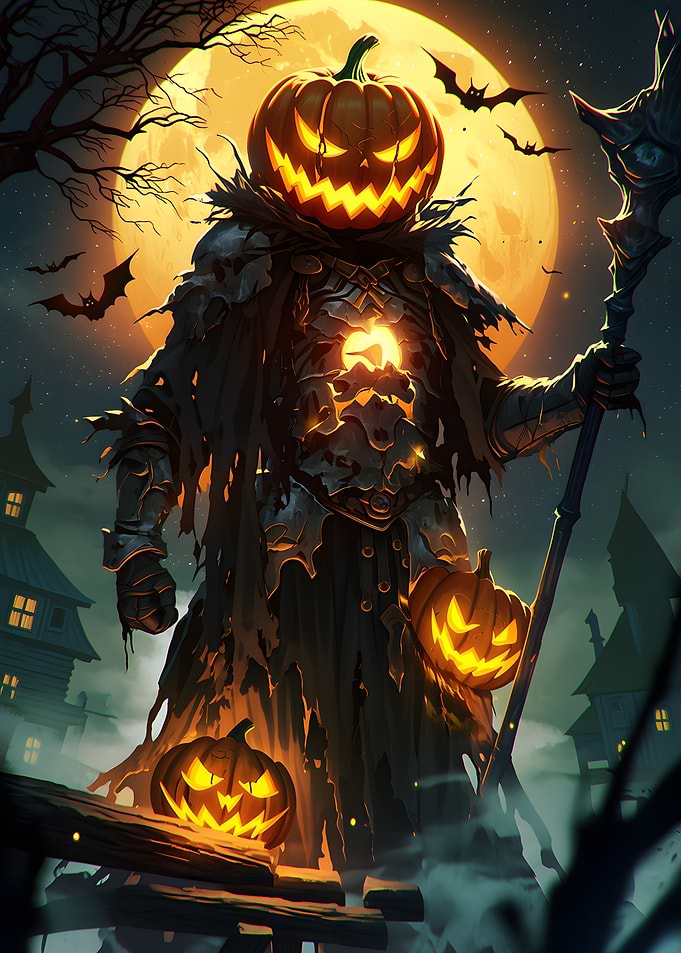 Halloween Pumpkin Knight Warrior