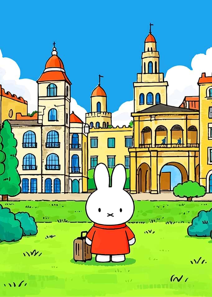 Miffy Traveling in a European City