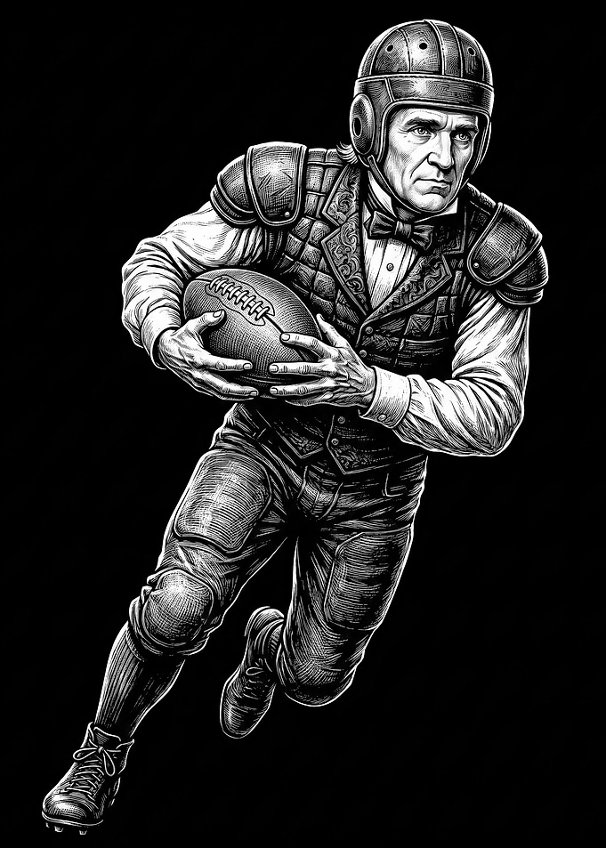 James K Polk Football Player Illustration