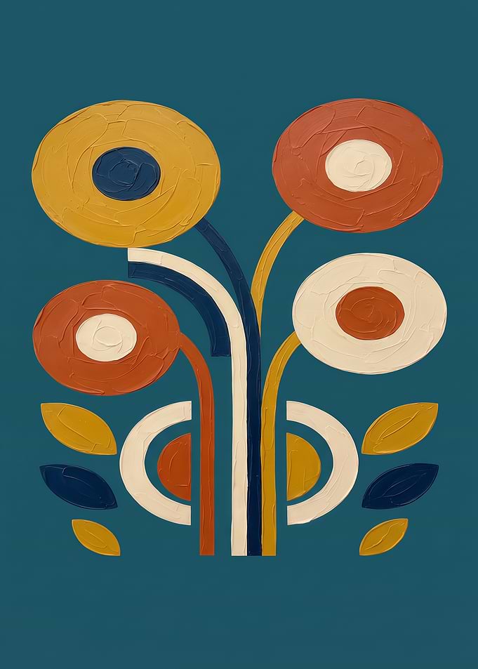 Retro Geometric Floral Balance