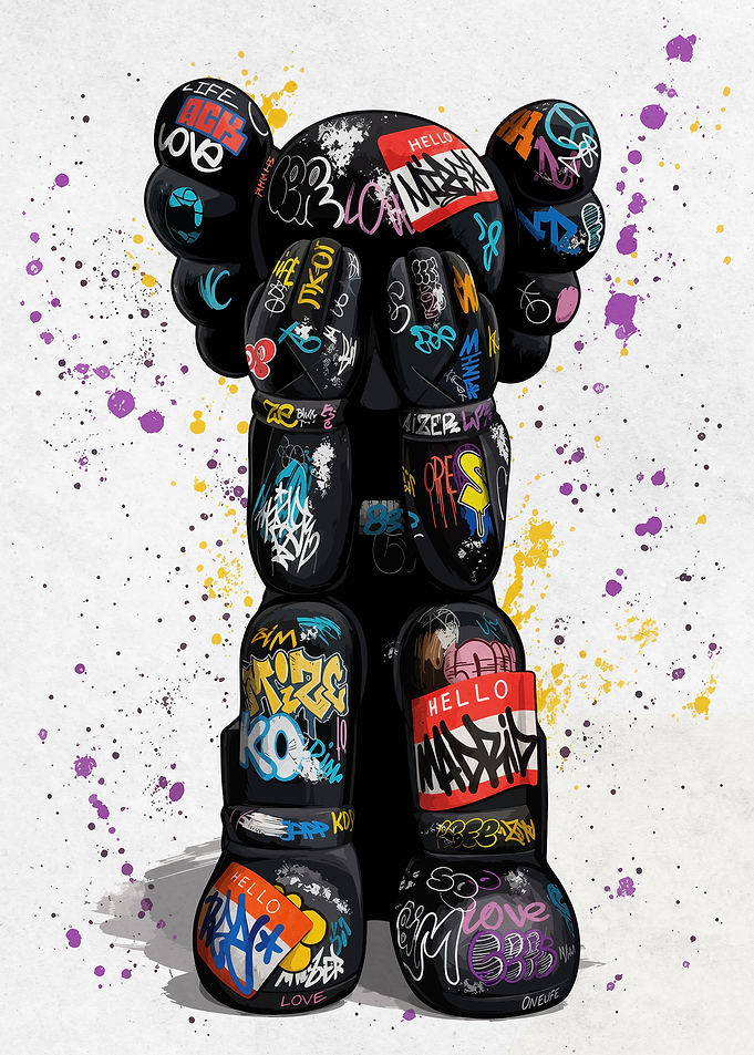 Graffiti Covered KAWS Companion Figure