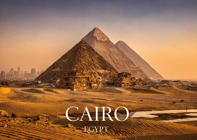 Pyramids of Giza at Sunset