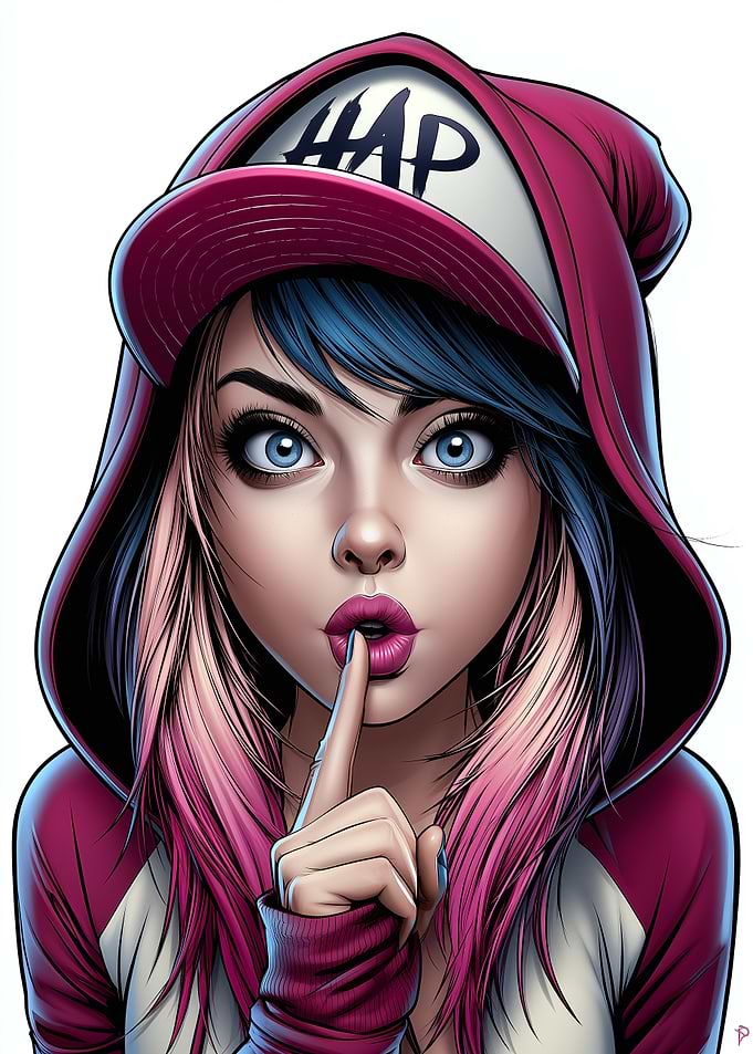 Stylish Girl Making Shushing Gesture
