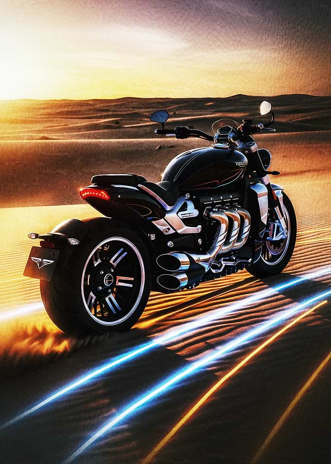 Triumph Rocket 3 in Desert Sunset