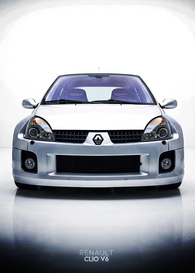 Renault Clio V6 Front View Poster