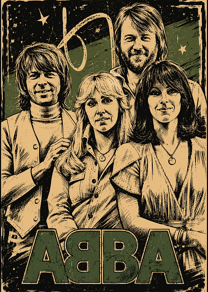 Vintage ABBA Band Portrait Poster