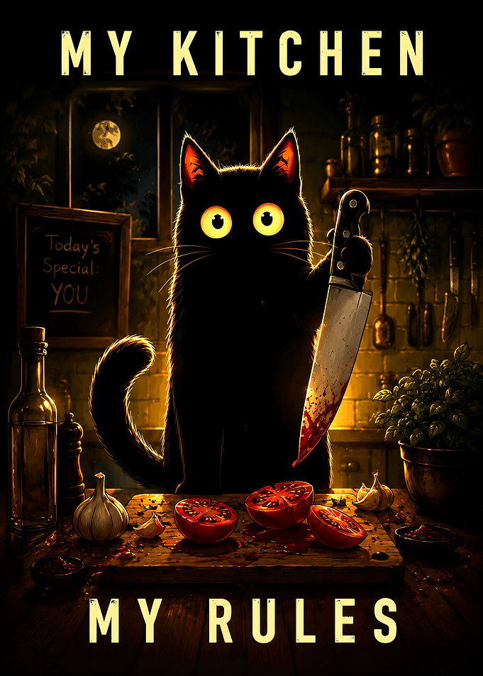 My Kitchen My Rules Cat Poster