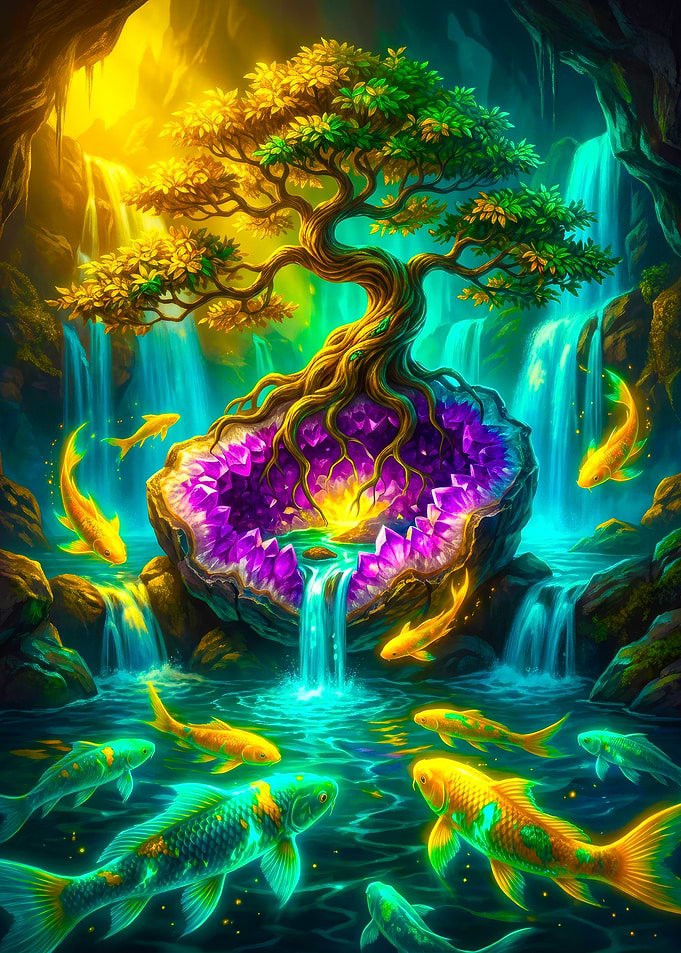 Magical Bonsai Tree in Amethyst Geode