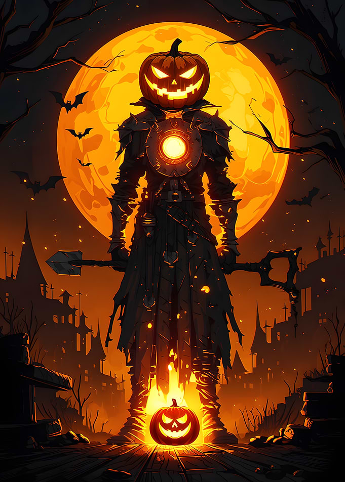 Pumpkin Head Warrior Halloween Knight